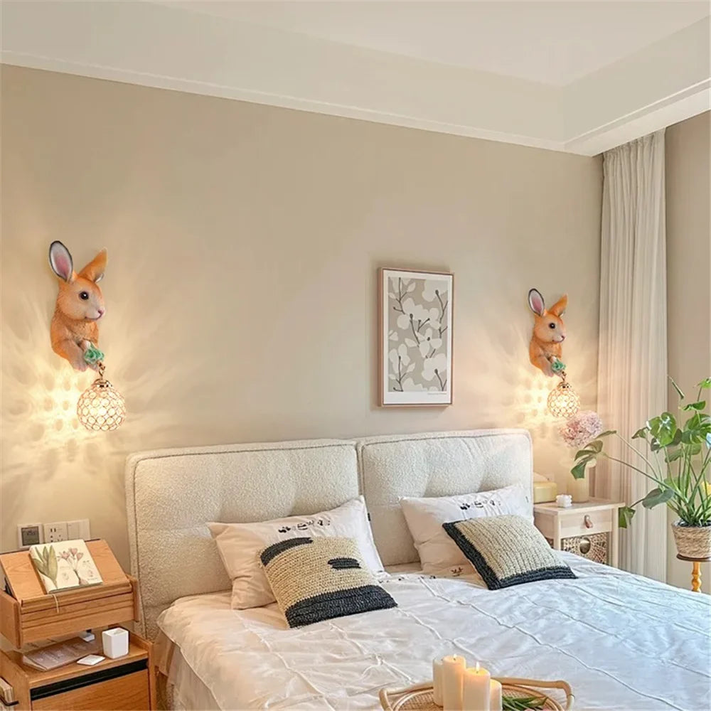 Rabbit wall sconce in creative pastoral resin for home decoration - view 4