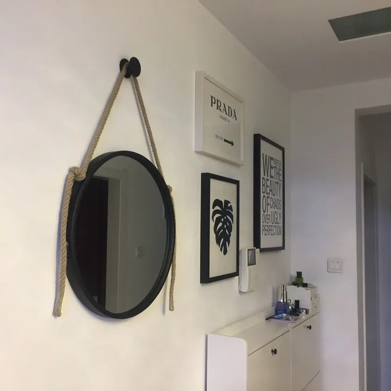 Decorative mirrors round retro hanging Nordic handicrafts aesthetic - view 5