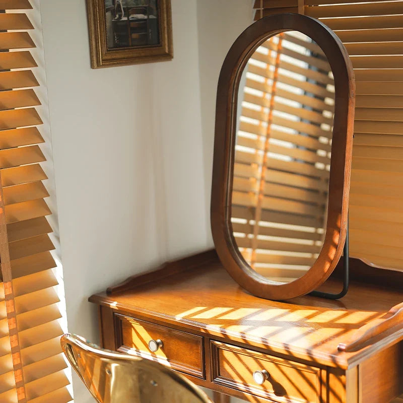 Vintage Nordic style oval decorative mirror in wood - view 3
