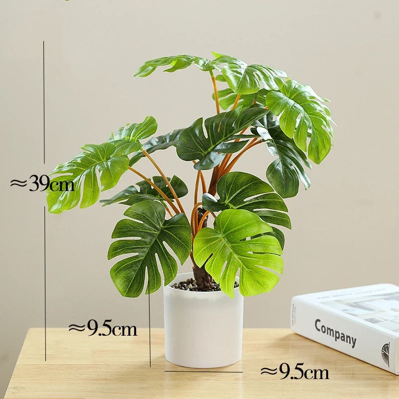 Artificial plant in bamboo pot monstera for office and home decor - 39 cm F