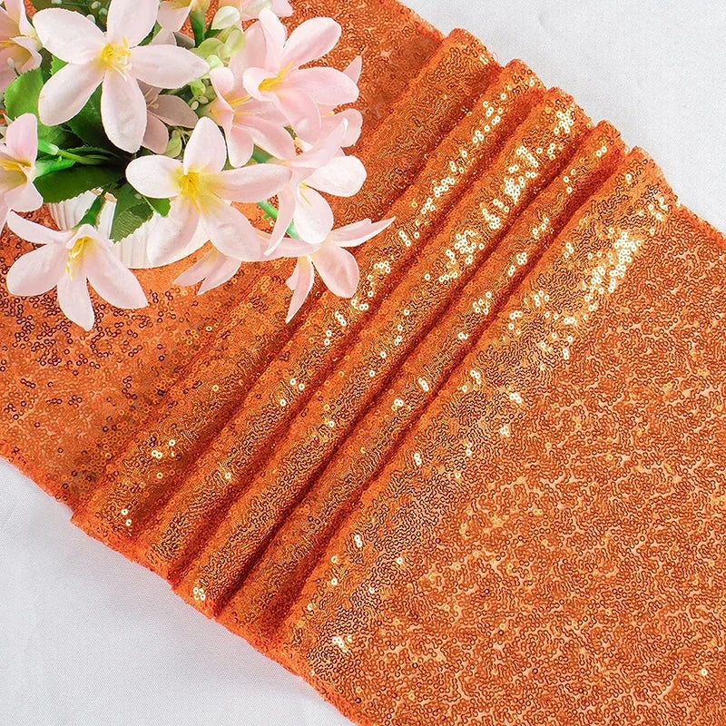 Orange table runner glitter decoration party wedding - view 5