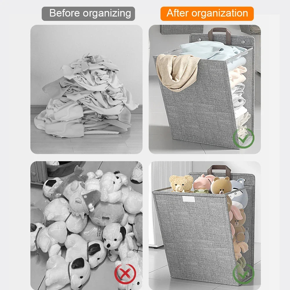 1pc Foldable Adhesive Laundry Basket Hamper, Multifunctional Punch Free Wall Hanging Washing Clothes Mesh Hook Organizer - view 5