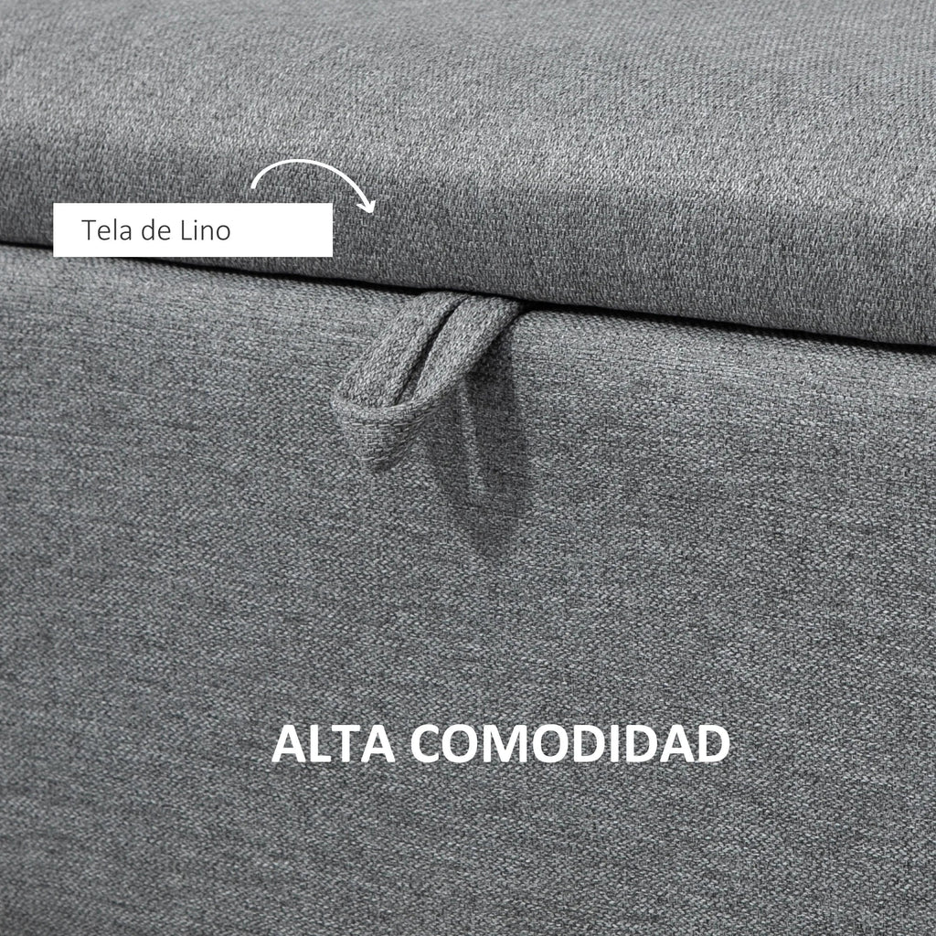 HOMCOM storage bench upholstered in linen with flip cover 101x38,5x44,5 cm - view 6