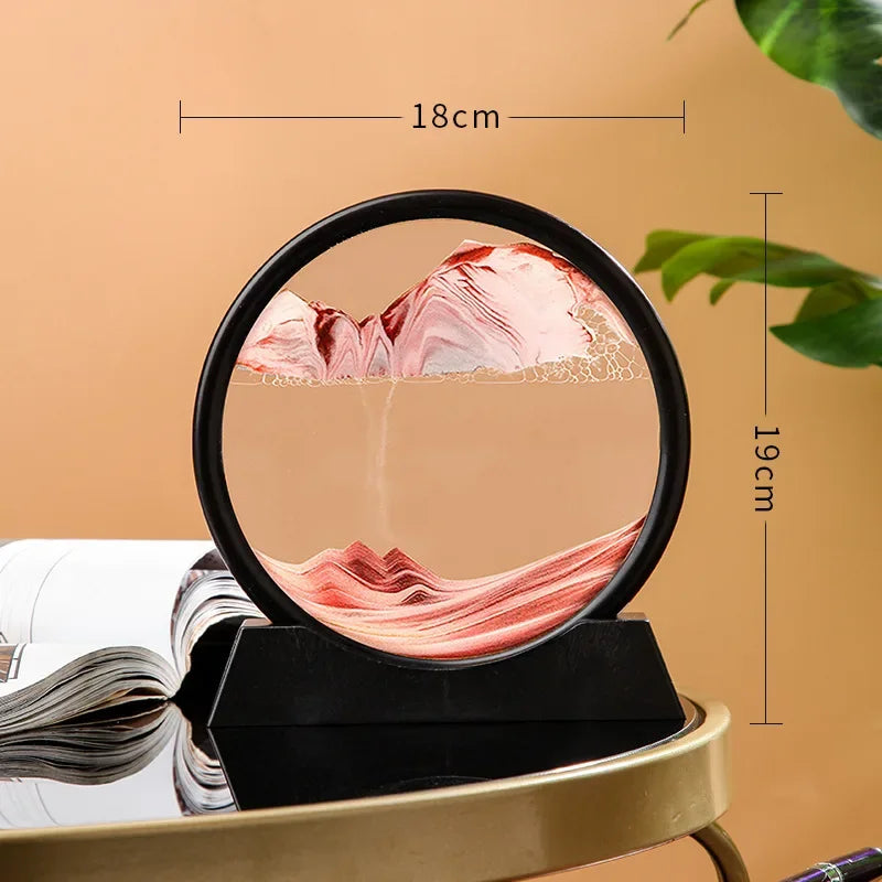 Glass hourglass 3d sand landscape in motion artistic decoration - C-Red (7 inches)