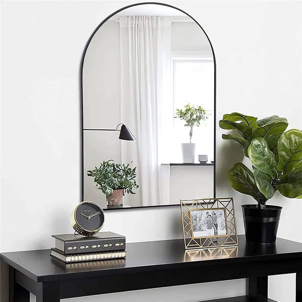 Aluminum-Framed Black Arched Decorative Mirror - view 5