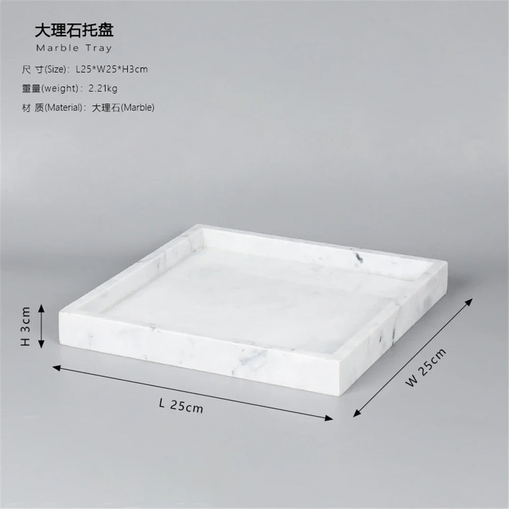 Lightweight marble shelf for storage jewelry and stylish accessories - A-25x25x3cm