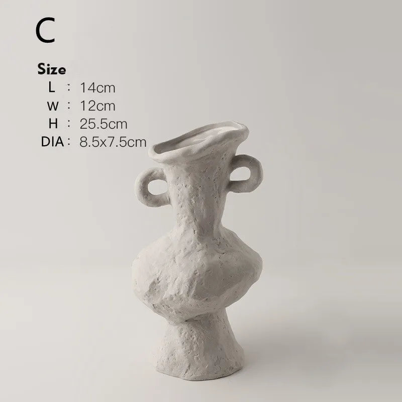 Hydroponics Nordic Style Simple Flower Pot, Ceramic White Vases, Table Accessories, Bathroom Aesthetic Room Decoration - C