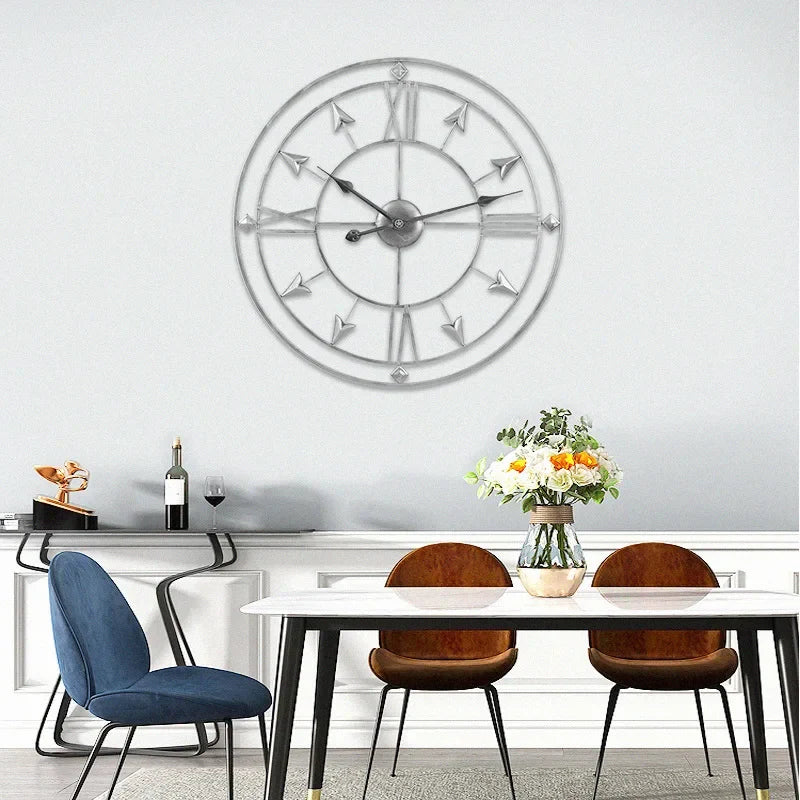 Wrought Iron Wall Clock for Living Room, Home Warm Decoration, Retro Silent Clock - view 2