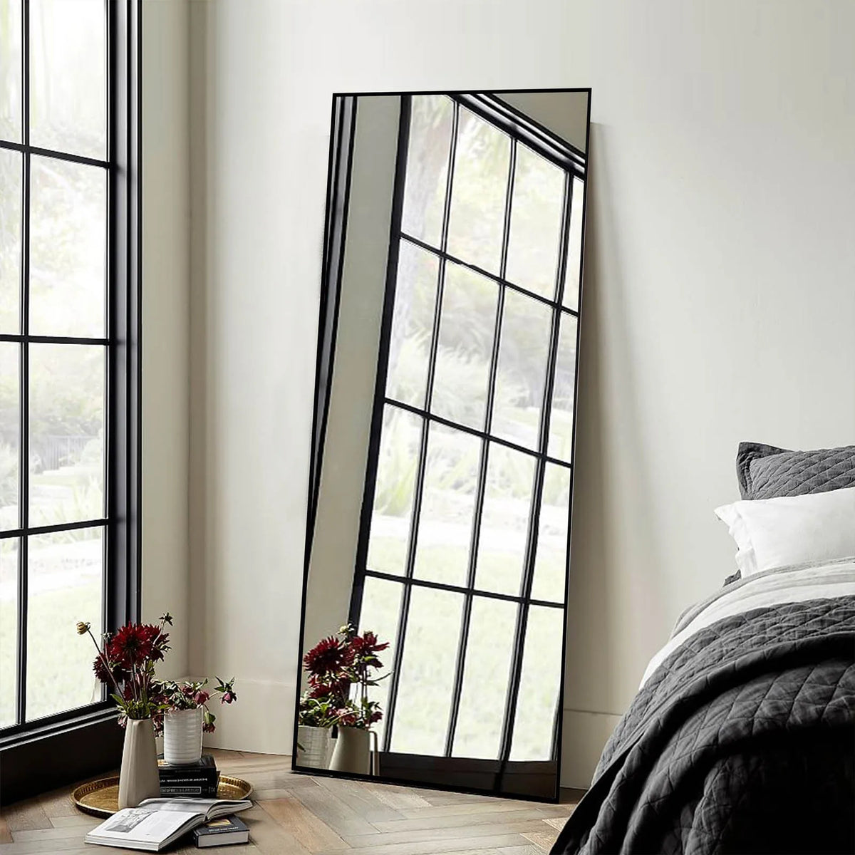CASSILANDO Full Length Mirror 65" * 24 ", Floor Standing Mirror,  Black Metal Frame Mirror， Full Body Mirror - view 2
