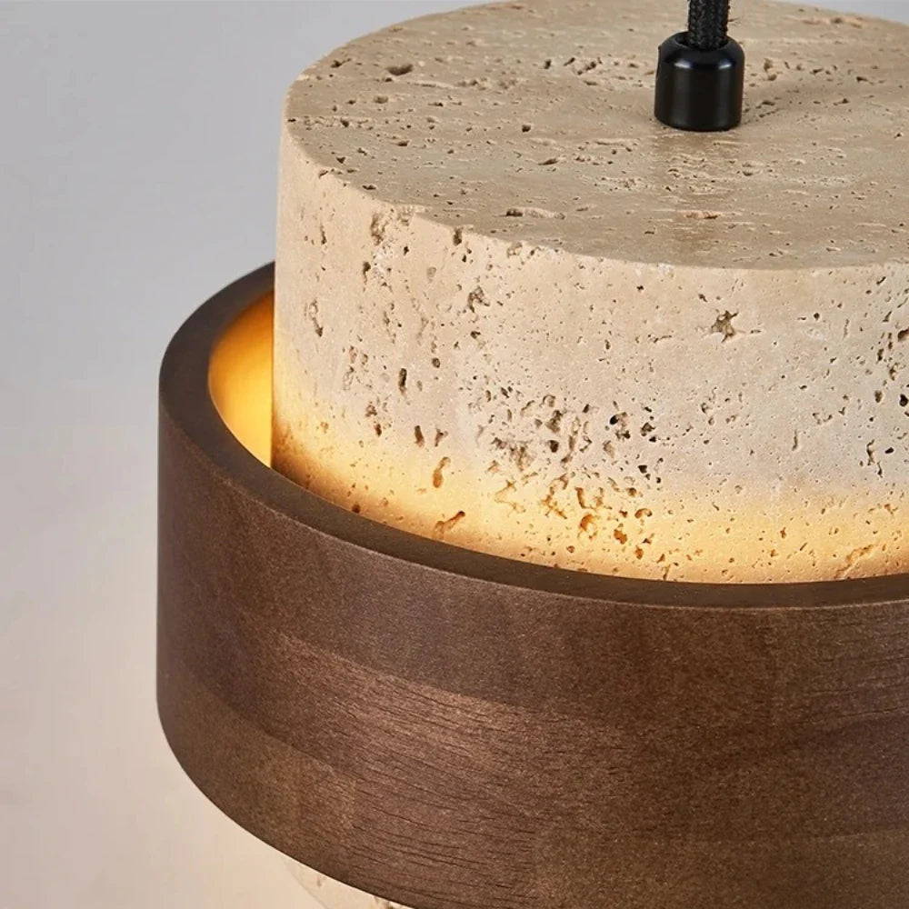 Modern wooden and marble chandelier for elegant decoration - view 4