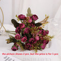 Artificial silk flowers bouquet of decorative camellia - Purple