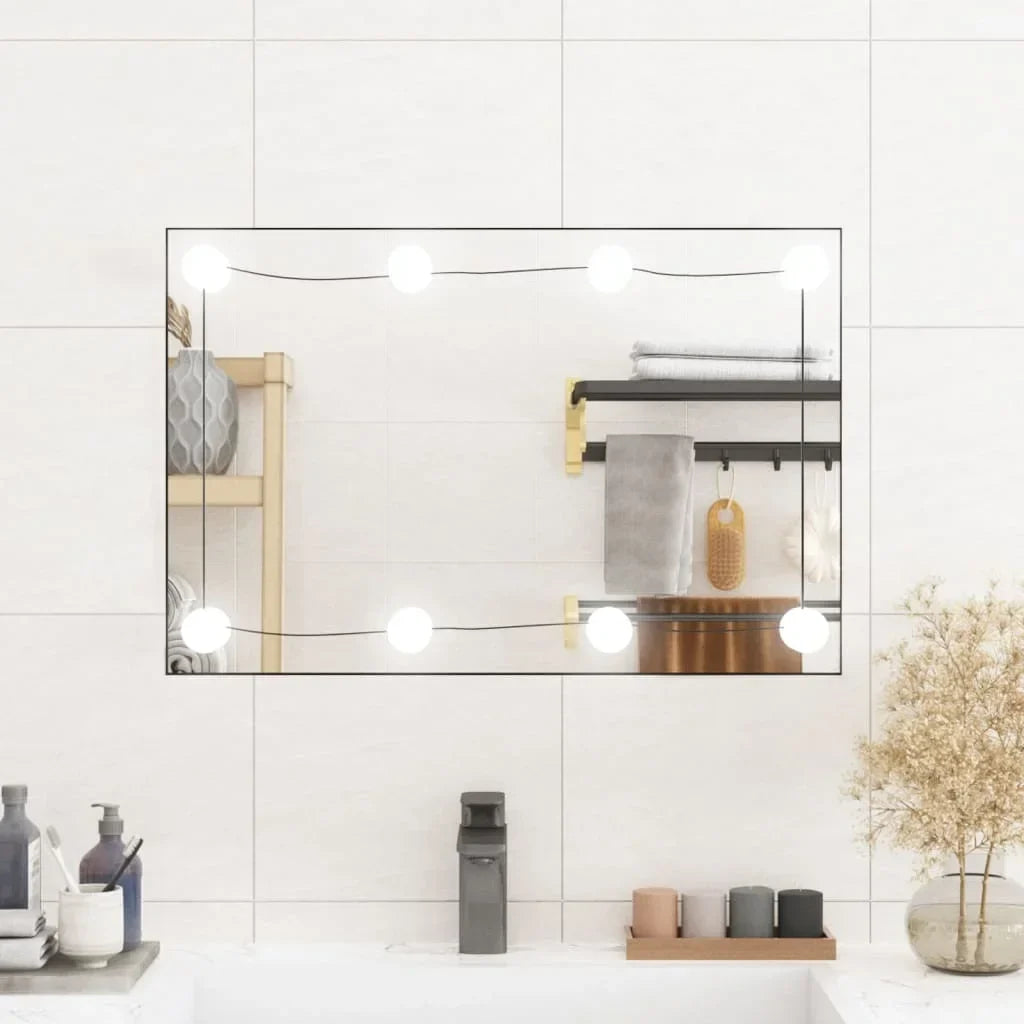 40x60 cm rectangular glass wall mirror with LED lights, home decoration wall Decker living room decoration
