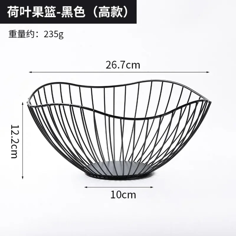 Modern iron fruit basket for storage and presentation - A Black