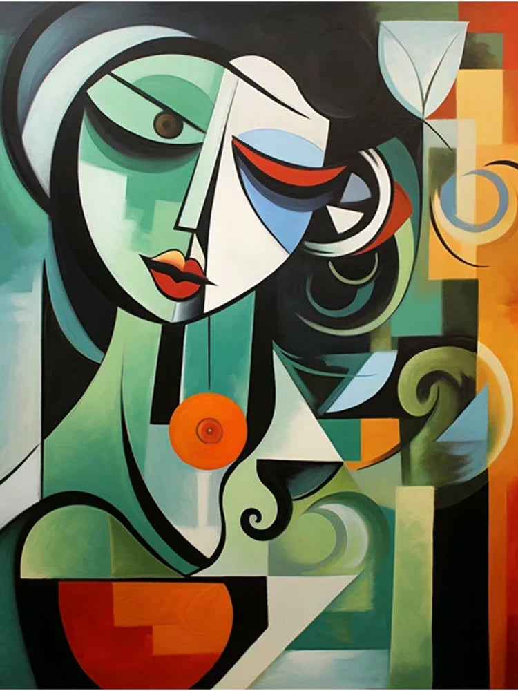 Diamond painting woman abstract style picasso 5D interior decoration - HUA3164 / 50x65cm Round