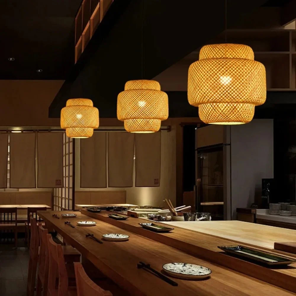 Hanging Lamp in Bamboo Chinese Style, 30cm, Decorative Light Nik, Ideal for Restaurant - view 3