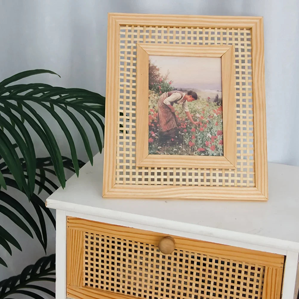 Bohemian wicker picture frame for unique and modern decoration - Chocolat / 28.00X23.00X4.50CM