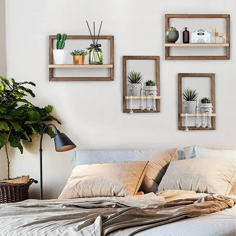 Floating wooden wall shelves for decorative storage - view 2