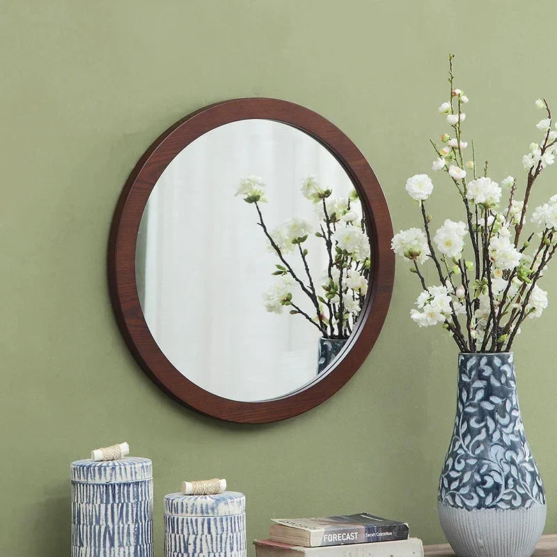 Vintage ash wood wall mirror for bathroom - Miroir circulaire 600