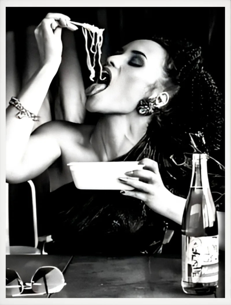 Poster wall art women drink wine and spaghetti decoration home gift - 70X100cm Unframed / 5