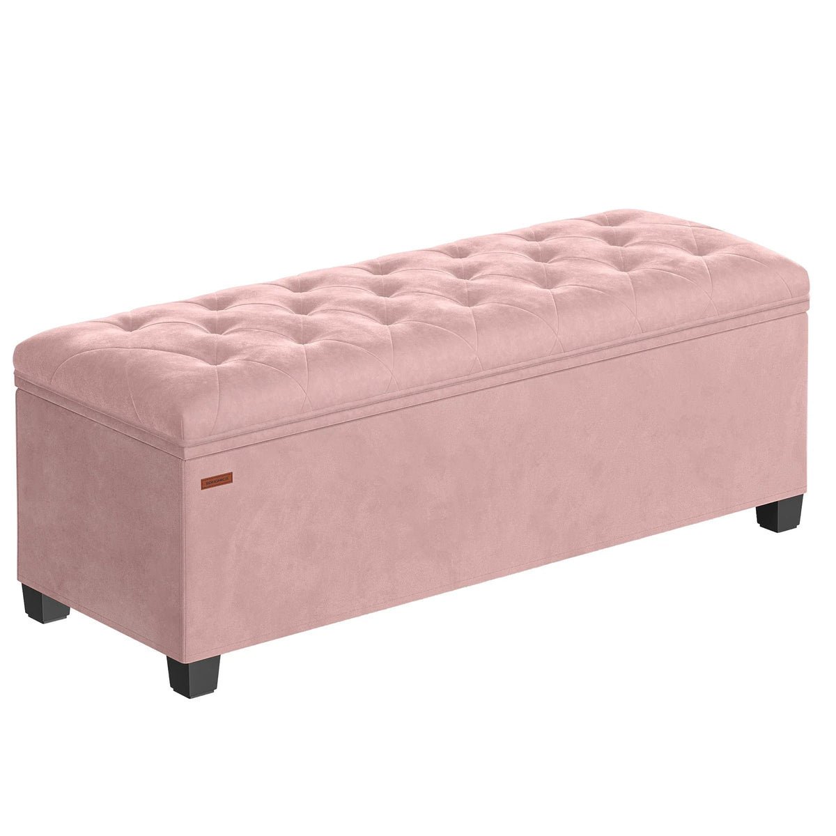 SONGMICS Stool with Storage Space, Bench with Legs, 40 x 110 x 40 cm Footstool, Storage Box, Maximum Load 300 kg - Pink