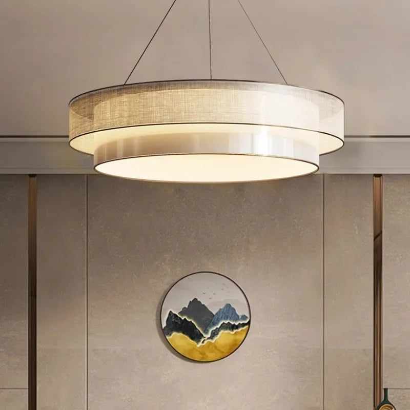 Chinese circular chandelier for elegant Zen lighting