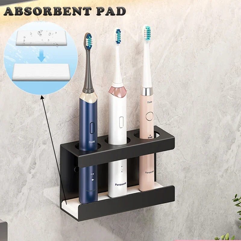 Aluminum Wall-Mount Toothbrush Holder, White, 2-4 Slots
