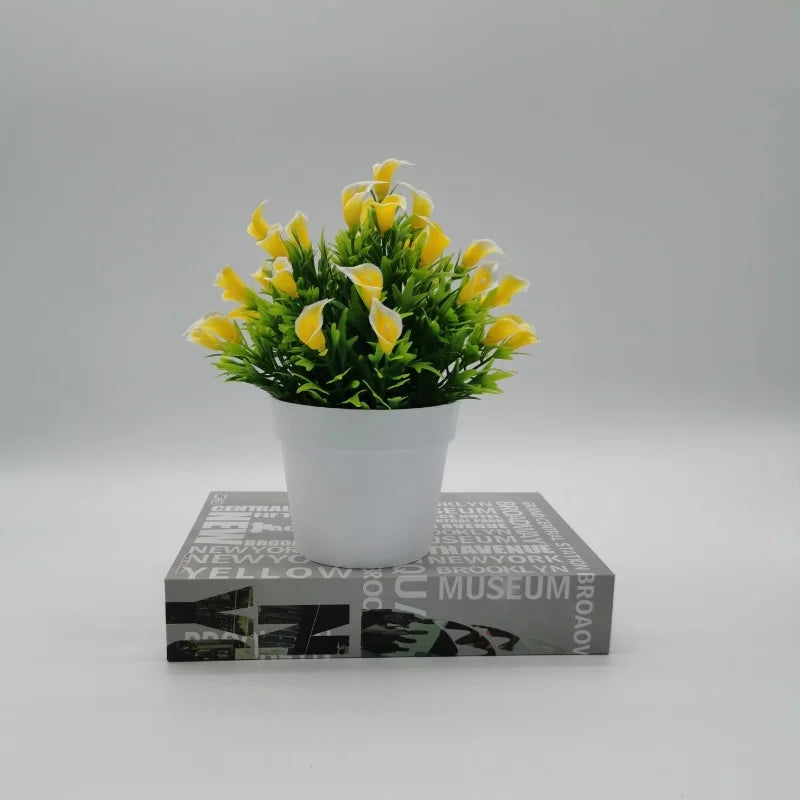 Artificial plant bonsai flower pot interior and exterior decoration - Yellow