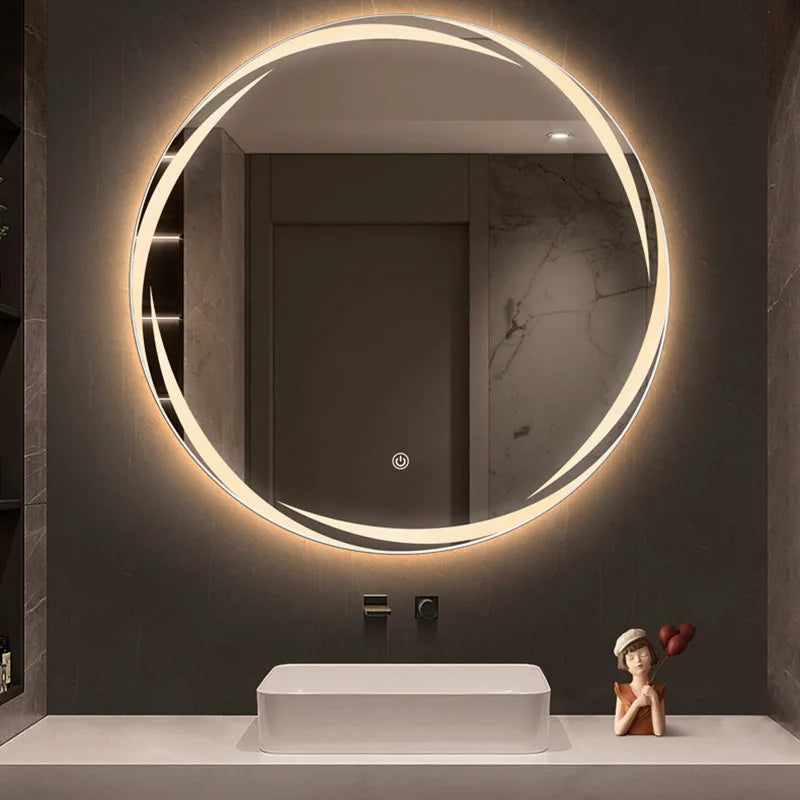 Circular mirror creative illuminated for modern decoration - view 4