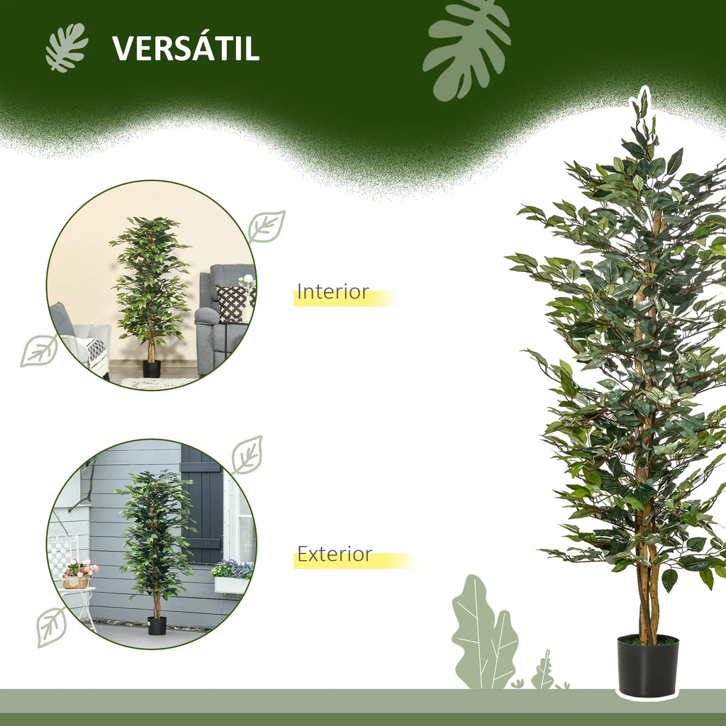Artificial ficus with logs pots and 1008 green leaves - view 6