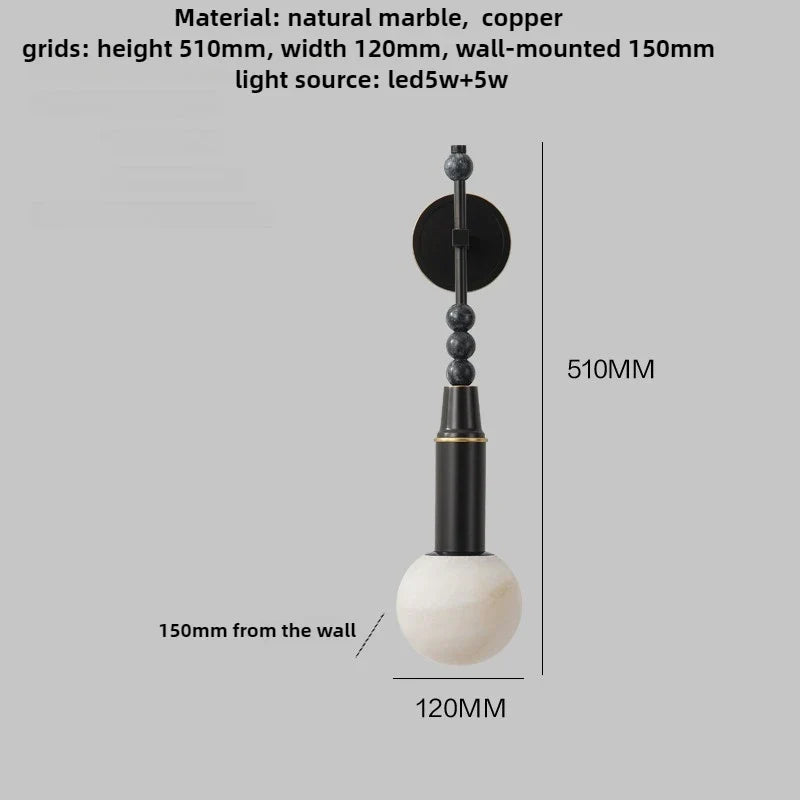 Copper wall sconce with elegant Chinese style for modern decoration - Warm White (2700-3500K) / Height 51cm