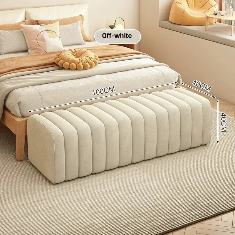 Modern design shoe bench with soft and comfortable footrest - White Length 100cm