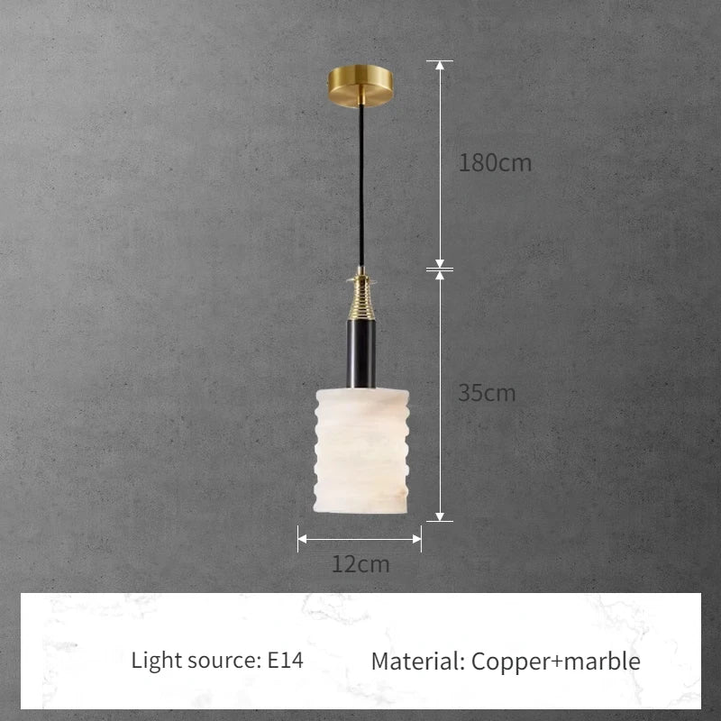 Modern pendant light in natural stone for minimalist lighting - D 12cm / 6000K