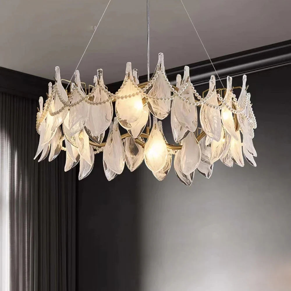 Glass chandelier creative design modern elegant pearl design - view 2