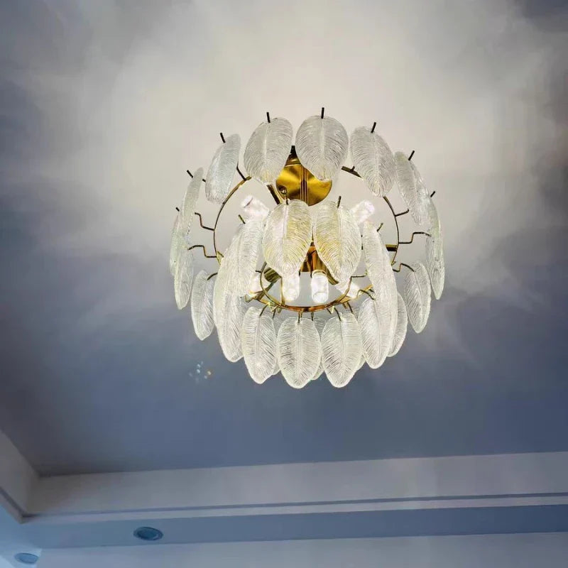 Romantic pendant light in glass and feathers design modern minimalist - view 5