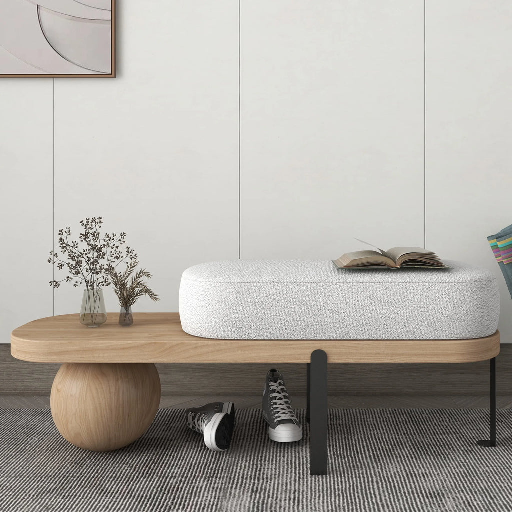 Nordic solid wood stool for shoes and rest