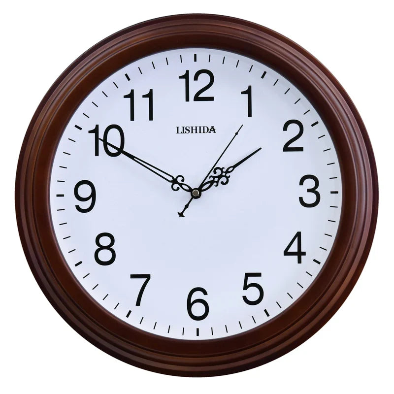 Silent wall clock customizable in retro modern wood - --Light Walnut Wood