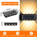 Waterproof solar wall sconce for decorative exterior lighting - Warm light 8LED / 2 PCS