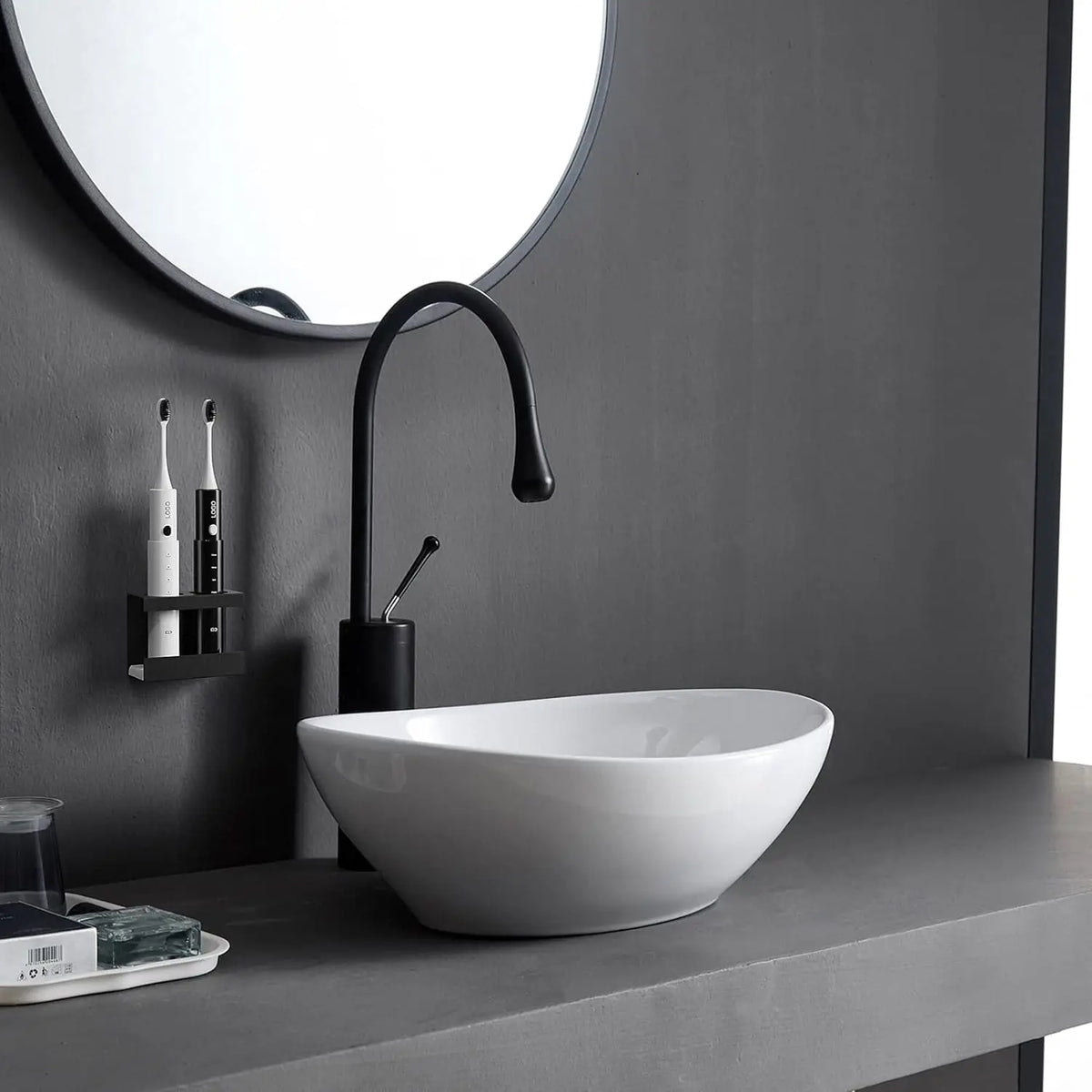 Aluminum Wall-Mount Toothbrush Holder, Matte Black, 2-4 Slots - view 4