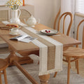 Bohemian Cotton-Linen Table Runner in Beige with Pom-Poms, Style Two - 30X50cm