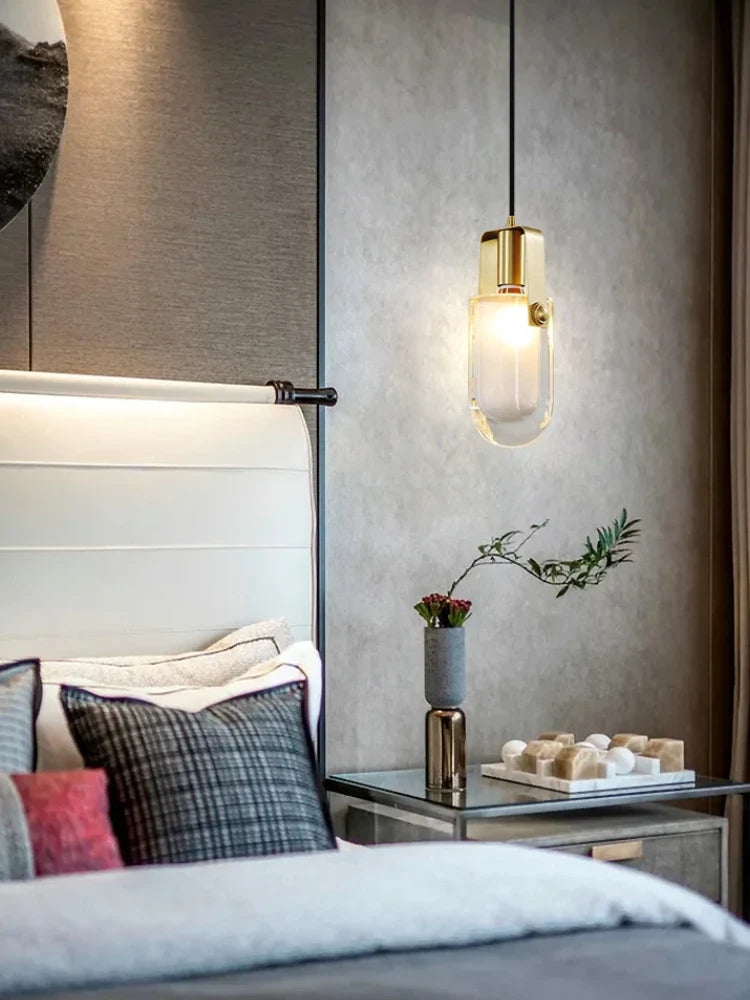 Copper crystal chandelier Nordic design for modern interior - view 2