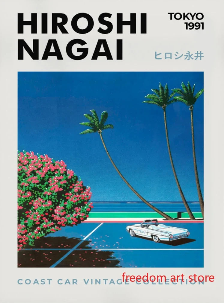Sophisticated Japanese Vintage Art Poster by Hiroshi Nagai - 13X18cm Unframed / 23