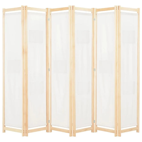 6-Panel Cream Fabric Room Divider Screen, 94.5x1.5 in