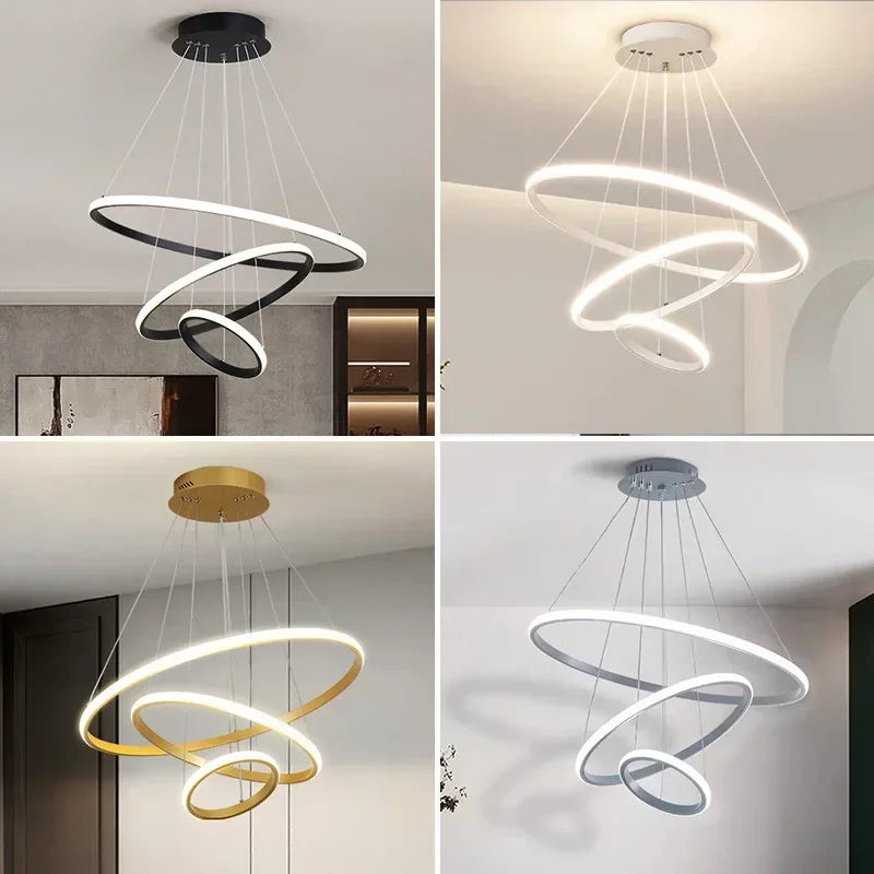 Modern three circle round chandelier elegant design