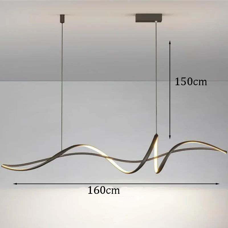 2024 Modern Home Decoration Circular LED Lights, Living Room Chandeliers, Dining Room Chandelier, Indoor Lighting - A-Black 160cm / warm light