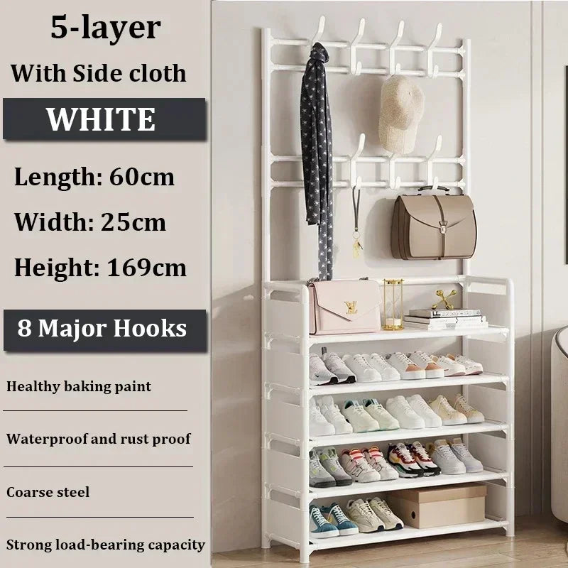 Organizer of clothing shoes and hats to ride yourself - 5 Layers - White B