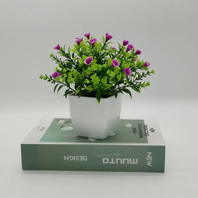 Small rose in pot bonsai decoration artificial plants for indoors - Red Pink