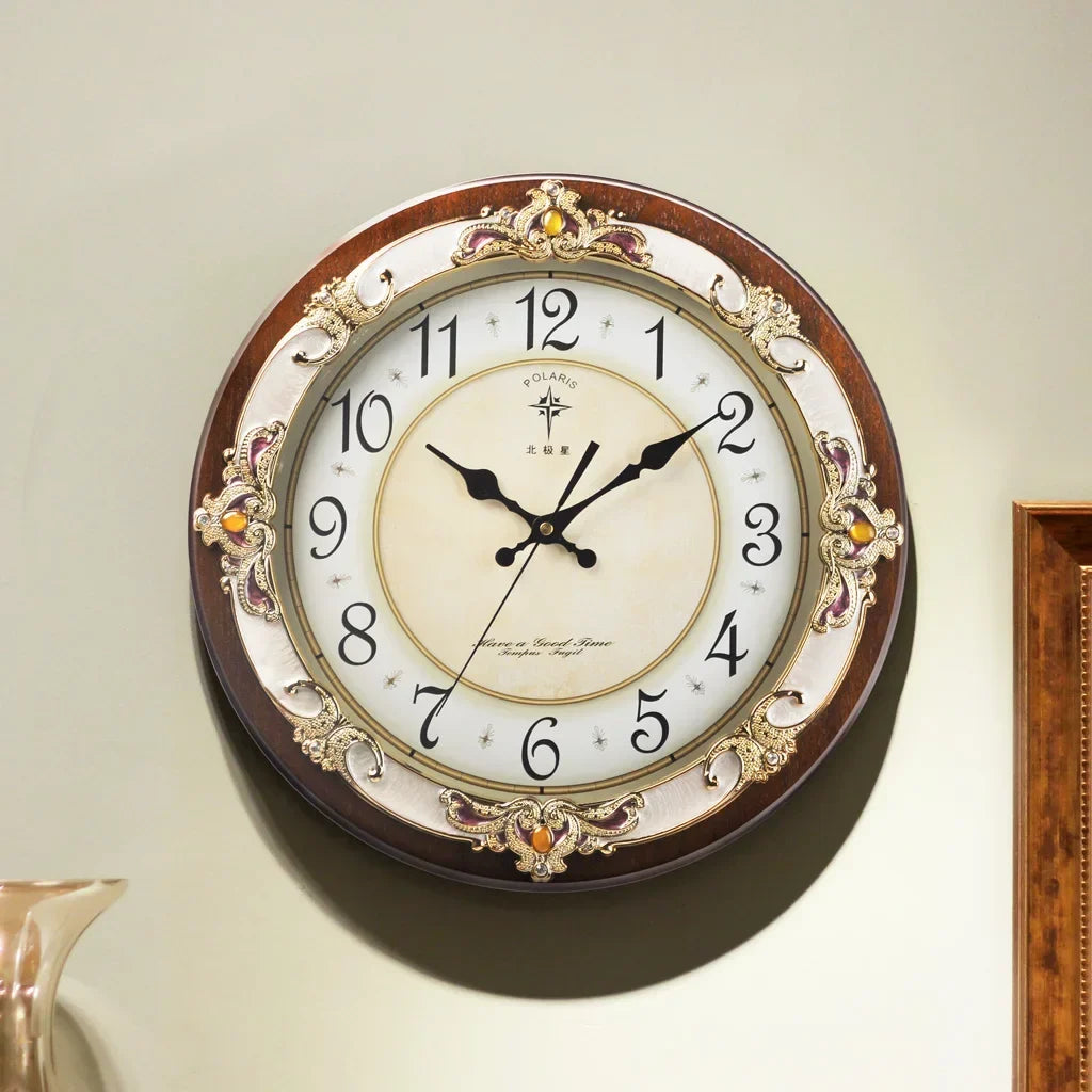 Vintage 3d wooden wall clock European style interior decoration - view 2