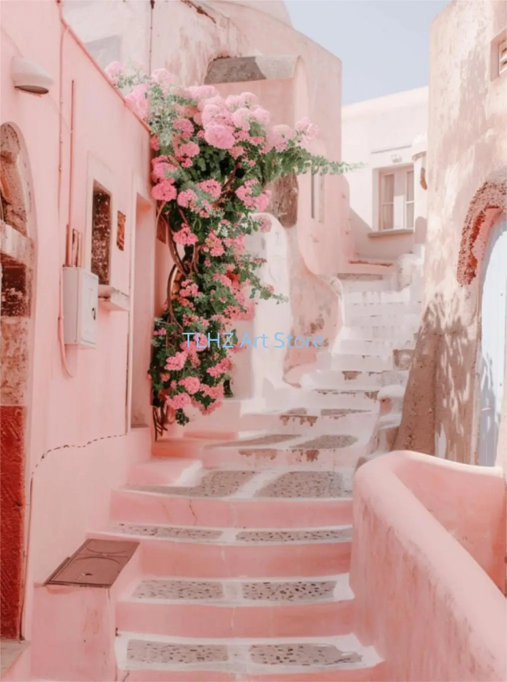 Modern Santorini Greece Landscape Poster, Design 20 - 60X80cm Unframed / 20
