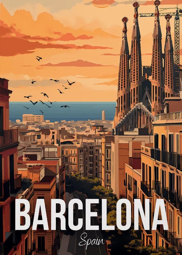 Barcelona Budapest and Havana Travel Canvas Poster, Design 1 - 20X30cm Unframed / 1