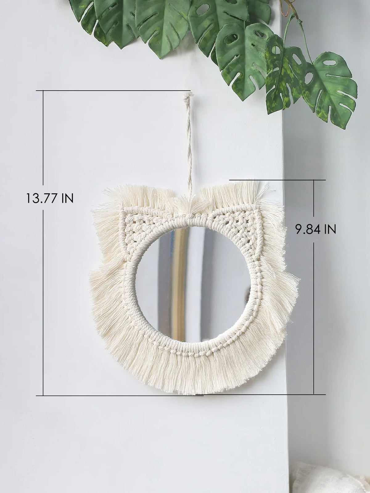 Boho decorative mirror in macrame for handcrafted wall decoration - KK053-M0750